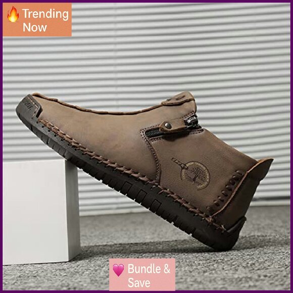 Leather Ankle Boots with Zipper Soft Sole Renaissance Style Women's Shoes - Picture 6 of 7